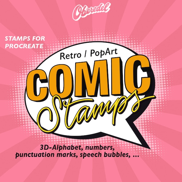 Procreate stamps for comics, pop art, cartoons, retro - motifs from oberdel, stamps, pattern brushes