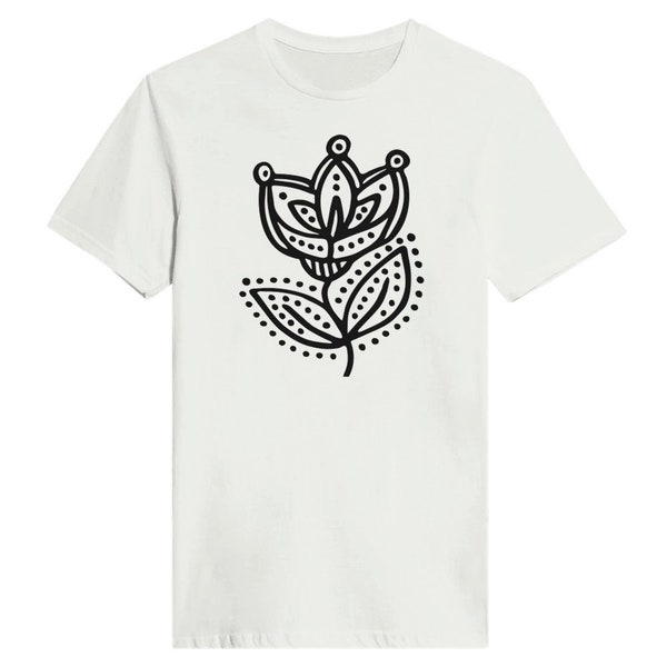 Blumen Illustration Linear auf T-Shirt