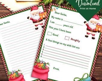 Brief aan de Kerstman afdrukbaar, kerstfeestactiviteitenpagina's, kinderkerstmisverlanglijst, kerstmanbrief, Kerstmis, kerstbriefsjabloon, 8,5 "x 11"