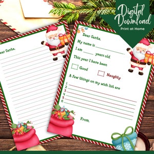 Letter to Santa Printable, Christmas Party Activity Pages, Kids Christmas Wish List, Santa Claus Letter,Xmas, Santa Letter Template,8.5&quot;x11&quot;