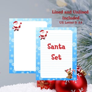 Printable Letter to Santa Stationery, Christmas Writing Paper, Journal, Notepad, Kids Stationary, Digital Download,USLetter,A4,Lined,Unlined