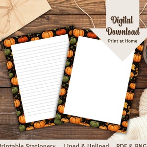 Autumn Stationary Printable Stationery Fall Letter Writing Stationery Paper Lined & Blank Digital Journal Instant Download Autumn Stationery