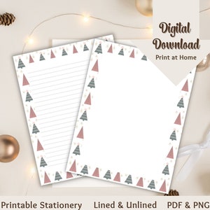 Christmas Stationery Printable Stationery Holiday Letter Writing Stationery Paper Lined Blank Digital Junk Journal Cute Christmas Stationary