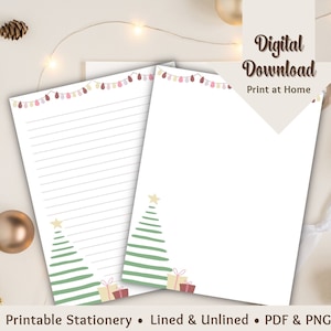 Christmas Stationery Printable Stationery Holiday Letter Writing Stationery Paper Lined Blank Digital Junk Journal Cute Christmas Stationary