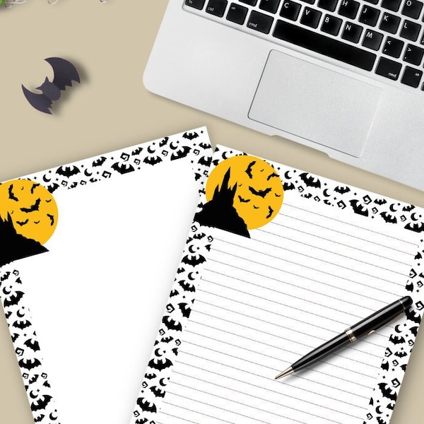 fancy writing paper printable Halloween Bat Stationery Set, Seasonal Themed Printable Letter Writing Paper, Journal, Notepad, Digital Lined & Unlined Autumn Stationary