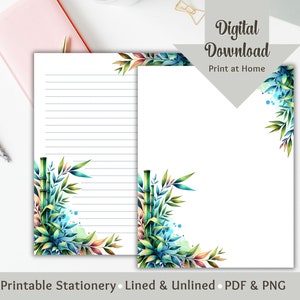 Printable Stationery Paper Letter Writing Paper Stationary Paper Lined Digital Journal Junk Journal Notepad Letterhead Writing Letters