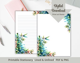 Printable Stationery Paper Letter Writing Paper Stationary Paper Lined Digital Journal Junk Journal Notepad Letterhead Writing Letters