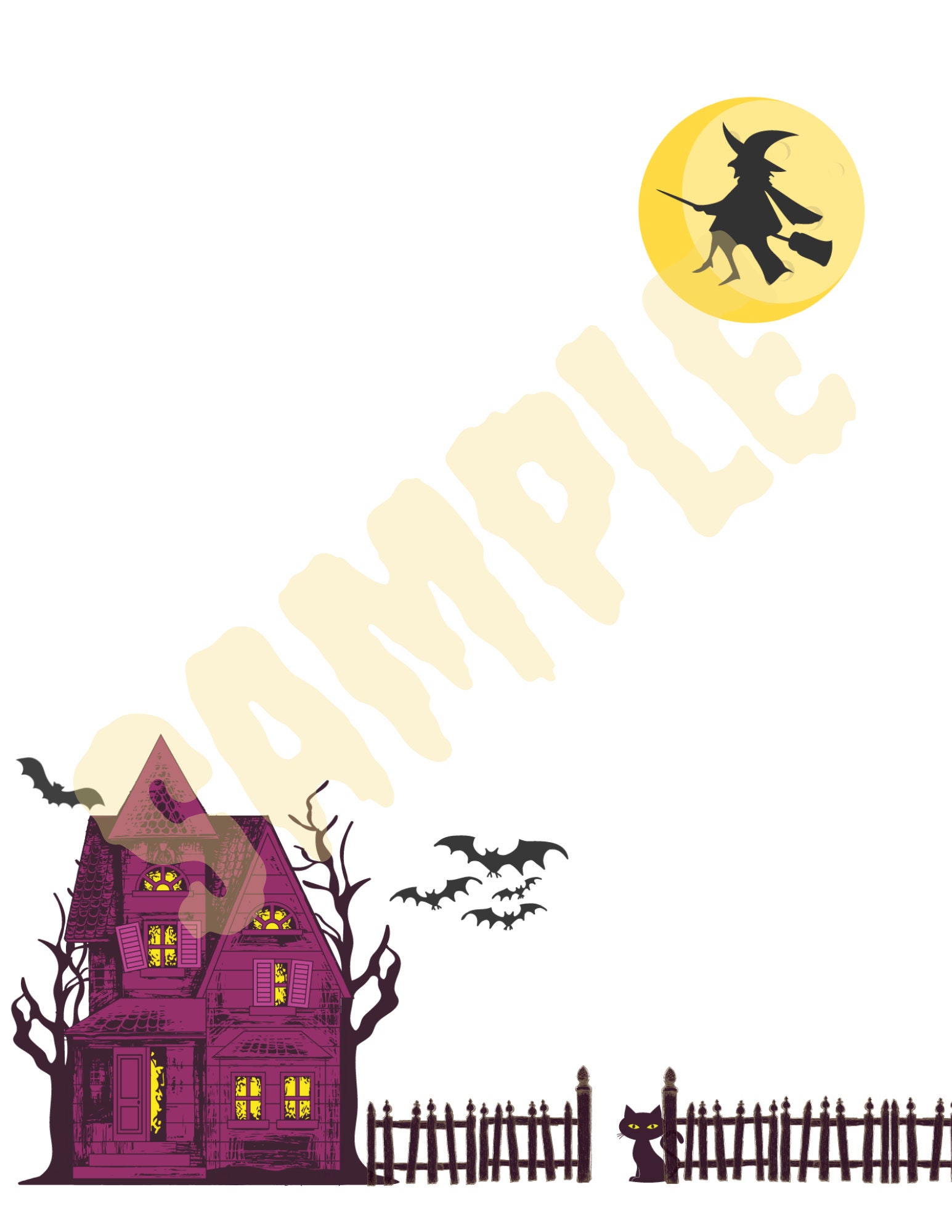 Cute Halloween Stationery for Kids, Haunted House Letter Paper ...