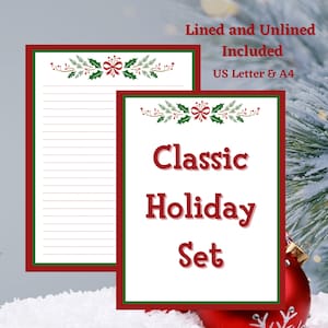 Christmas Stationery, Holiday Template, Printable Paper, Digital Download, US Letter & A4