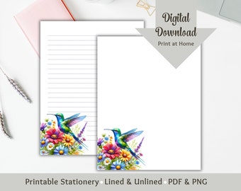 Printable Stationery Paper Letter Writing Paper Stationary Paper Lined Digital Journal Junk Journal Notepad Letterhead Writing Letters