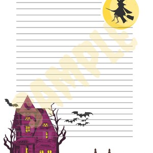 Cute Halloween Stationery for Kids, Haunted House Letter Paper ...