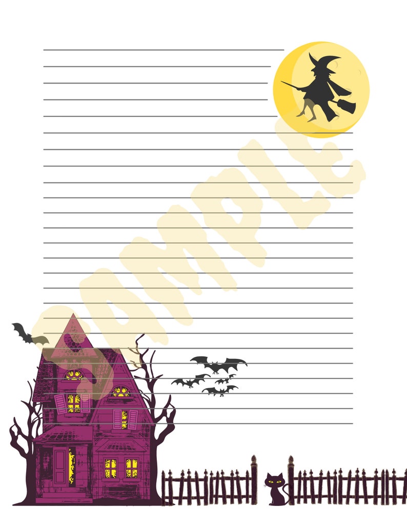 Cute Halloween Stationery for Kids, Haunted House Letter Paper ...