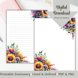 Printable Stationery Paper Letter Writing Paper Stationary Paper Lined Digital Journal Junk Journal Notepad Letterhead Writing Letters