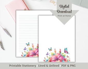 Printable Stationery Paper Letter Writing Paper Stationary Paper Lined Digital Journal Junk Journal Notepad Letterhead Writing Letters