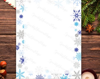 100 Sheets Christmas Snowflake Stationery Paper – 8.5" X 11" Decorative Letterhead For Writing, Crafts, Printer
