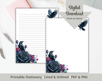 Dark Academia Stationery Vintage Gothic Stationary Junk Journal Notepad Letter Writing Paper Stationery Paper Creepy Cute Witchy Stationery