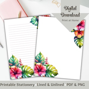 Papelería imprimible Papel para escribir cartas Papel estacionario Forrado Diario digital Diario basura Bloc de notas Membrete Escribir cartas