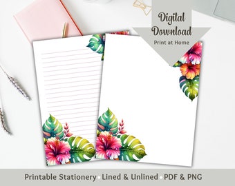 Printable Stationery Paper Letter Writing Paper Stationary Paper Lined Digital Journal Junk Journal Notepad Letterhead Writing Letters