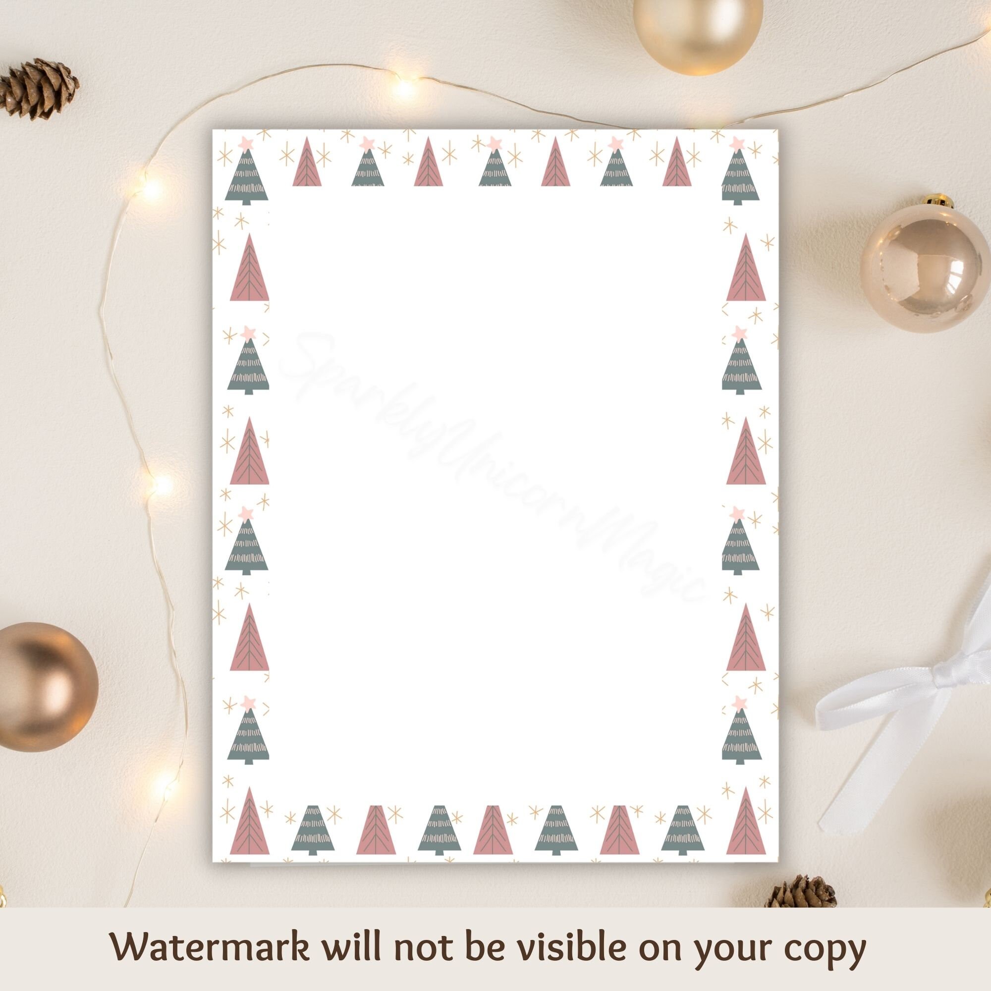 Christmas Stationery Printable Stationery Holiday Letter Writing ...