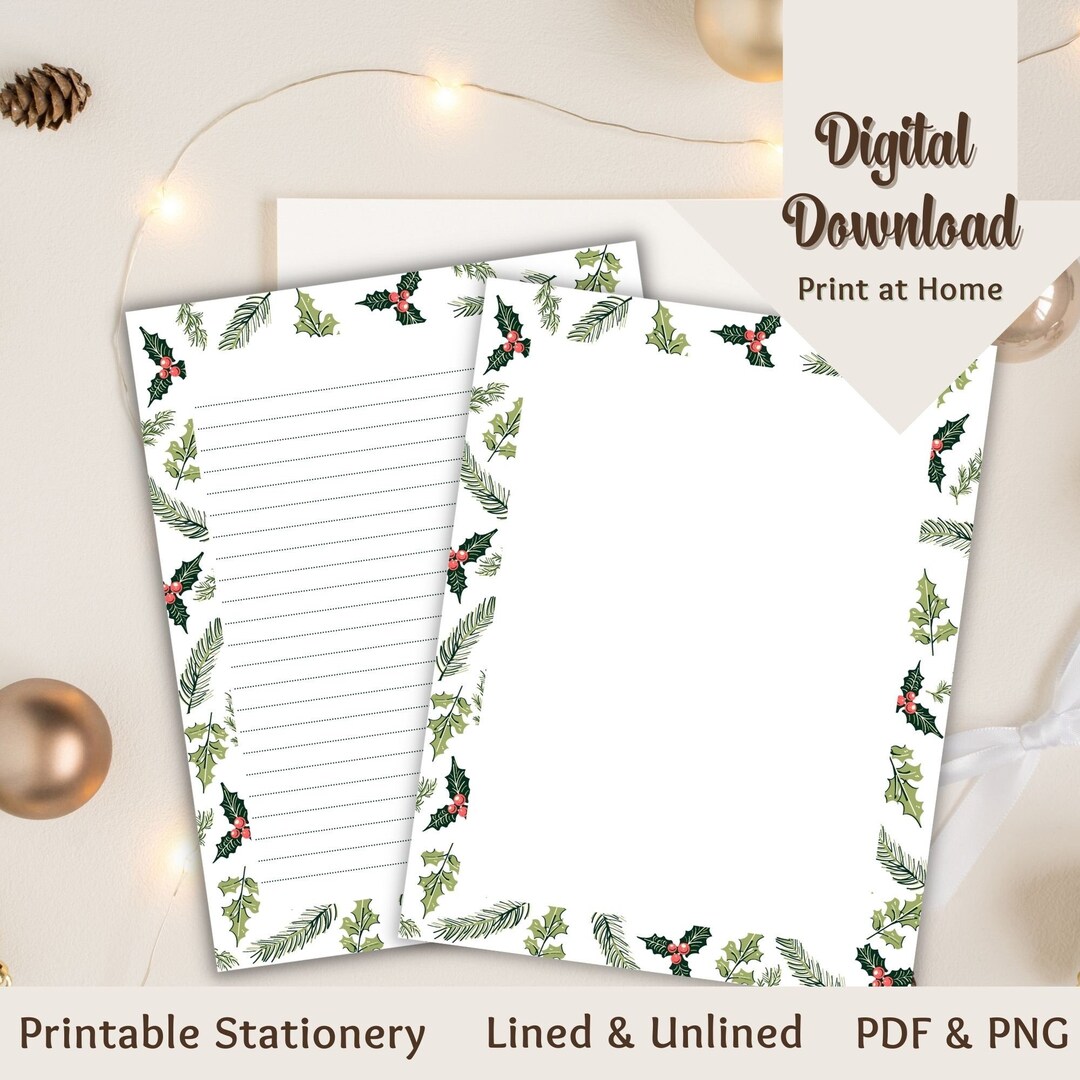 Christmas Stationery Printable Stationery Holiday Letter Writing ...