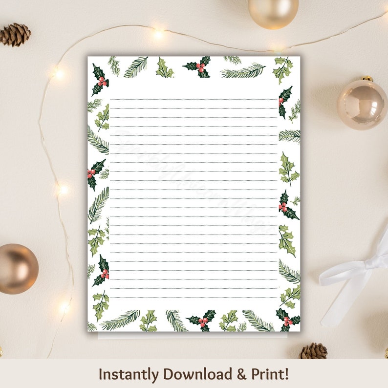 Christmas Stationery Printable Stationery Holiday Letter Writing ...