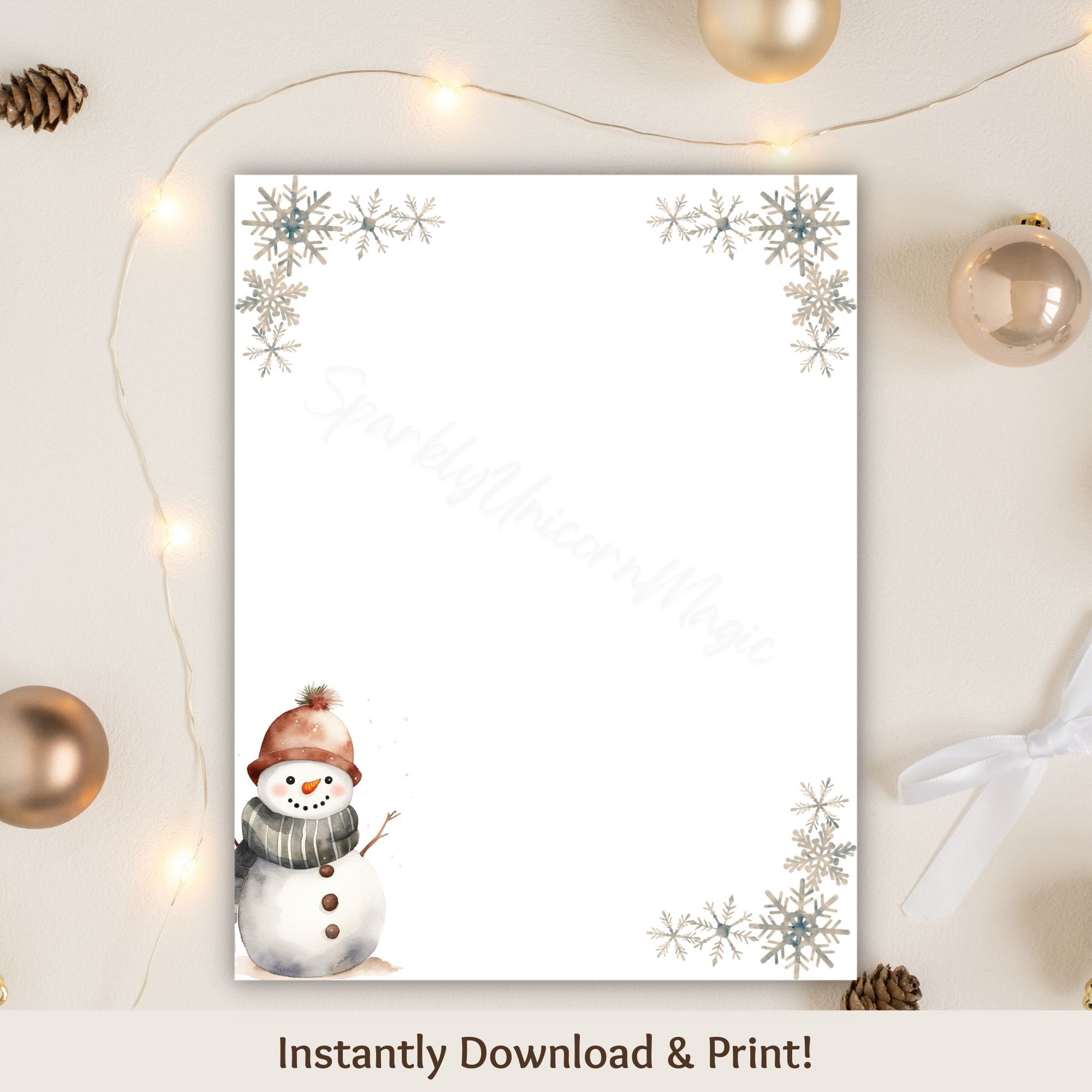 Christmas Stationery Printable Stationery Holiday Letter Writing ...