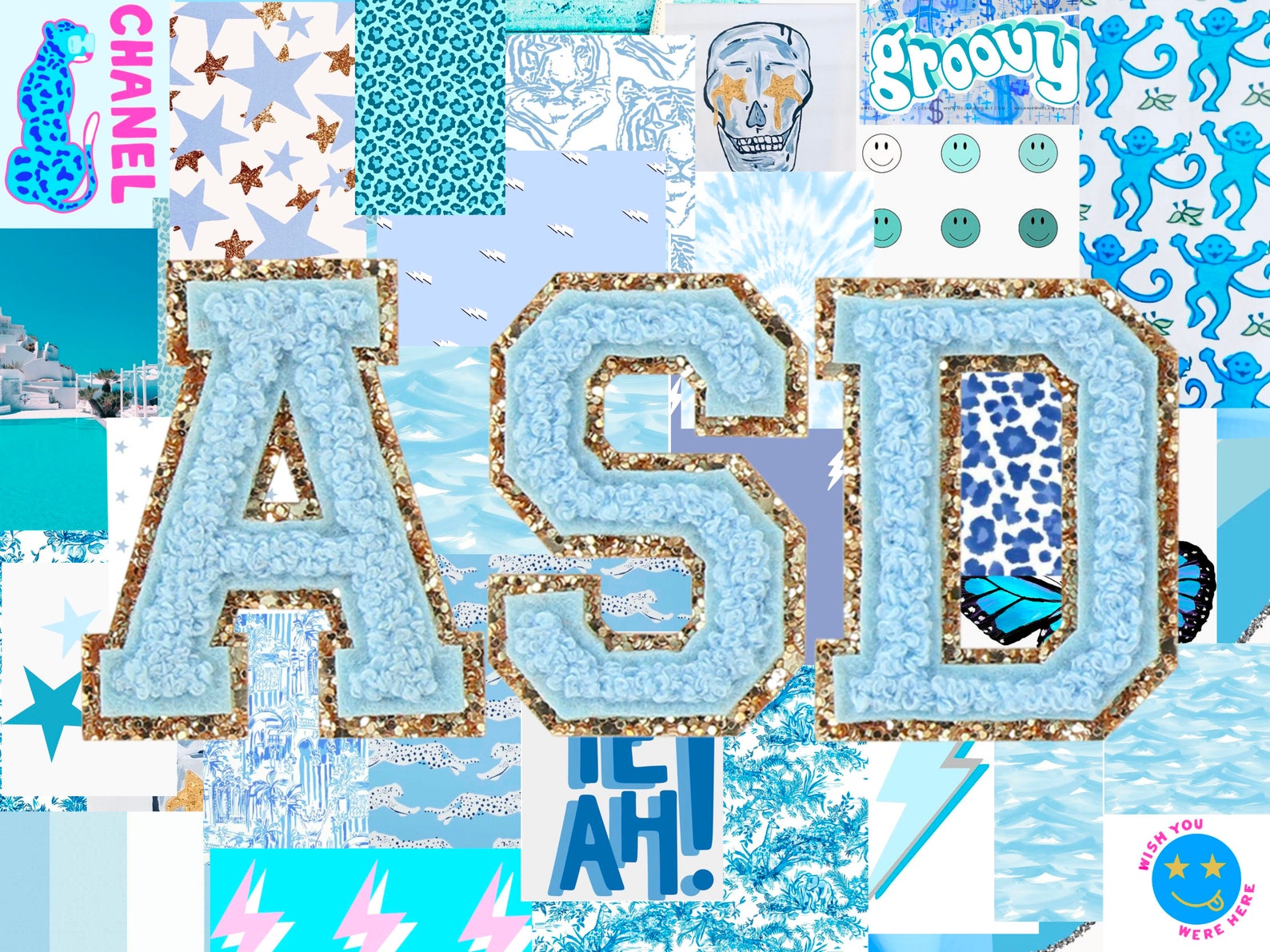 Custom Collage blue Preppy (Instant Download) Etsy