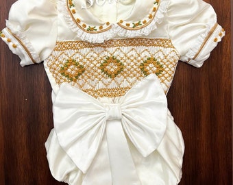 Smocked Embroidery dress- Bishop dress- Smocked romper- smocked bodysuit