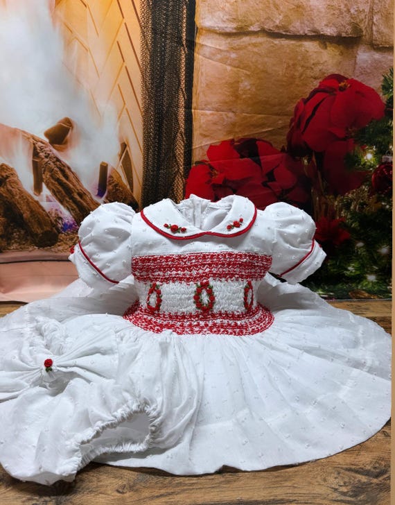 Smocked Dress-bishop Dress- Christmas Dress in Stock - Etsy
