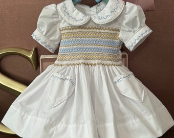 Smocked Embroidery dress- Bishop dress- Formal Dress