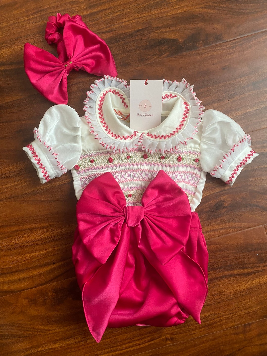 Emma Smocked Bishop Dress - Valentine