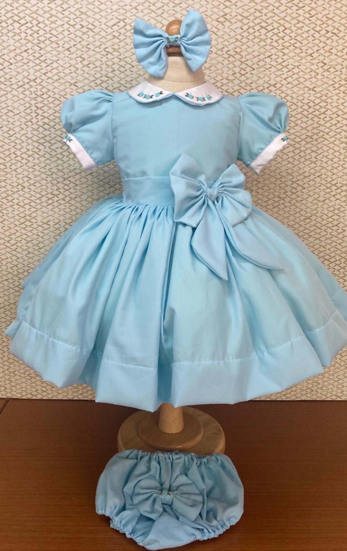 Pastel Geometrics Bishop Dress Blue