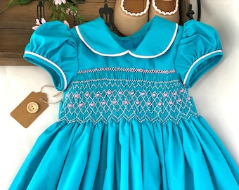 Smocked Embroidery dress- Bishop dress- Formal Dress