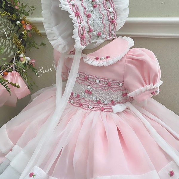 Smocked Embroidery dress- Bishop dress- Formal Dress