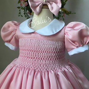 silk smocked pageant dresses Golden Silk Hand Smocked Heirloom Girls Dress