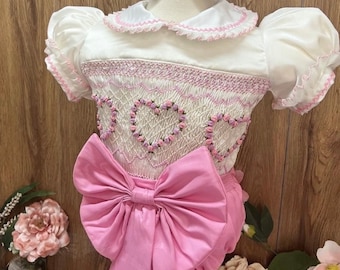 Smocked Embroidery romper- Bishop dress- Formal romper