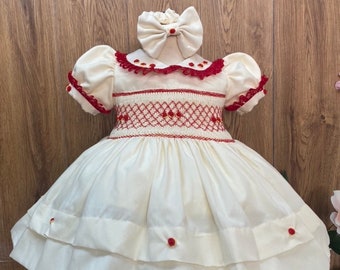 Smocked Embroidery dress- Bishop dress- Formal Dress