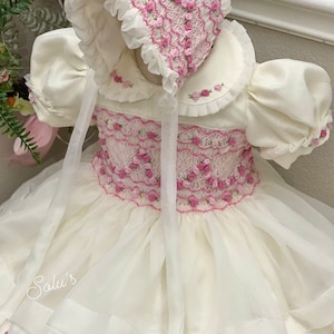 Harriet Vintage Floral Bishop Handsmocked Dress
