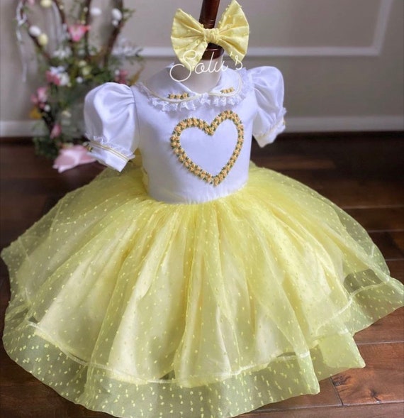 Smocked Embroidery Dress- Bishop Dress- Formal Yellow Dress