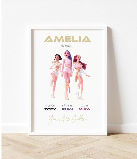 Personalised KPOP Demon Hunters Birthday Print Gift for Her Girl