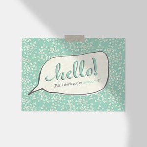 Ciao! Penso che tu sia fantastico / Arte da parete stampabile / Carte di gentilezza / Citazioni stampabili / Acqua
