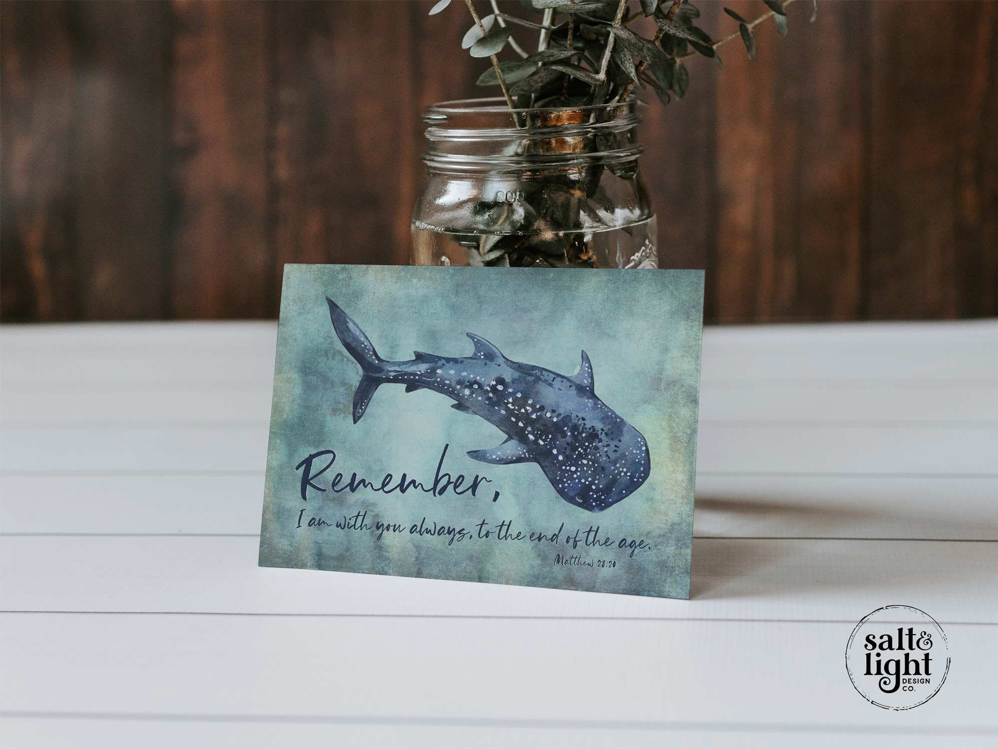 I Am With You Always | Printable Wall Art | Matthew 28:24 | Printable Bible Verse | Watercolour Whaleshark