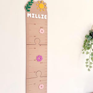 Gepersonaliseerde houten hoogtegrafiek, groeigrafiek kinderen, decor kinderkamer, decor kinderkamer, cadeau babymeisje, kindermuurdecoratie, babyshowercadeau