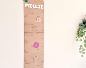 Tabla de crecimiento de madera personalizada, tabla de crecimiento infantil, decoración de habitación infantil, regalo para niña, decoración de pared infantil, regalo para baby shower