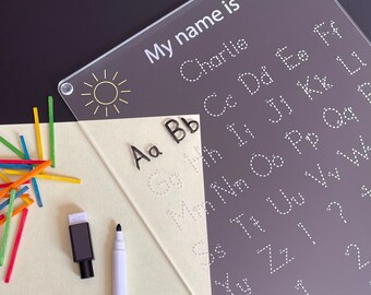 Personalised Tracing Board, Dry Erase Alphabet And Number Tracing, Educational Toddler Toys, Reception Class Learning Help, Montessori Toys