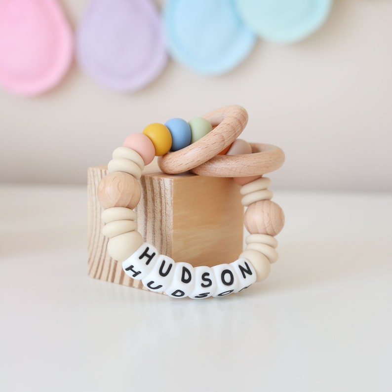 Personalised Baby Gift, Baby Girl Gift, Baby Boy Gift, Baby Easter Gift, Rainbow Baby, Baby Shower Gift, Sensory Toy, Baby Keepsake Gift