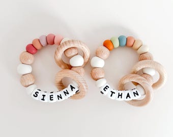 Personalised Baby Gift, Baby Girl Gift, Baby Boy Gift, Baby Easter Gift, Rainbow Baby, Baby Shower Gift, Sensory Toy, Baby Keepsake Gift