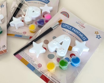 Paintable Plaster Letters & Stars, Kids Painting Kit, Personalised Initial Paint, Party Bag Filler, Stocking Filler, Thank You Gift