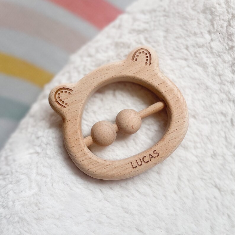 Face Bead Rattle Personalised Baby Rattle | Bear Rattle | Personalised Baby Gift ...