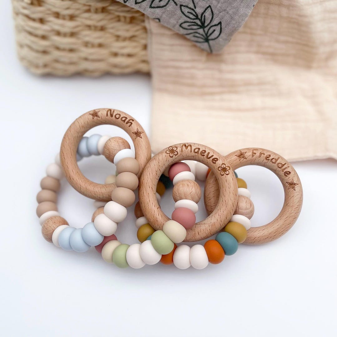 Face Bead Rattle Personalized Baby Rattle: Wooden Sensory Toy, Rainbow Beads - Etsy